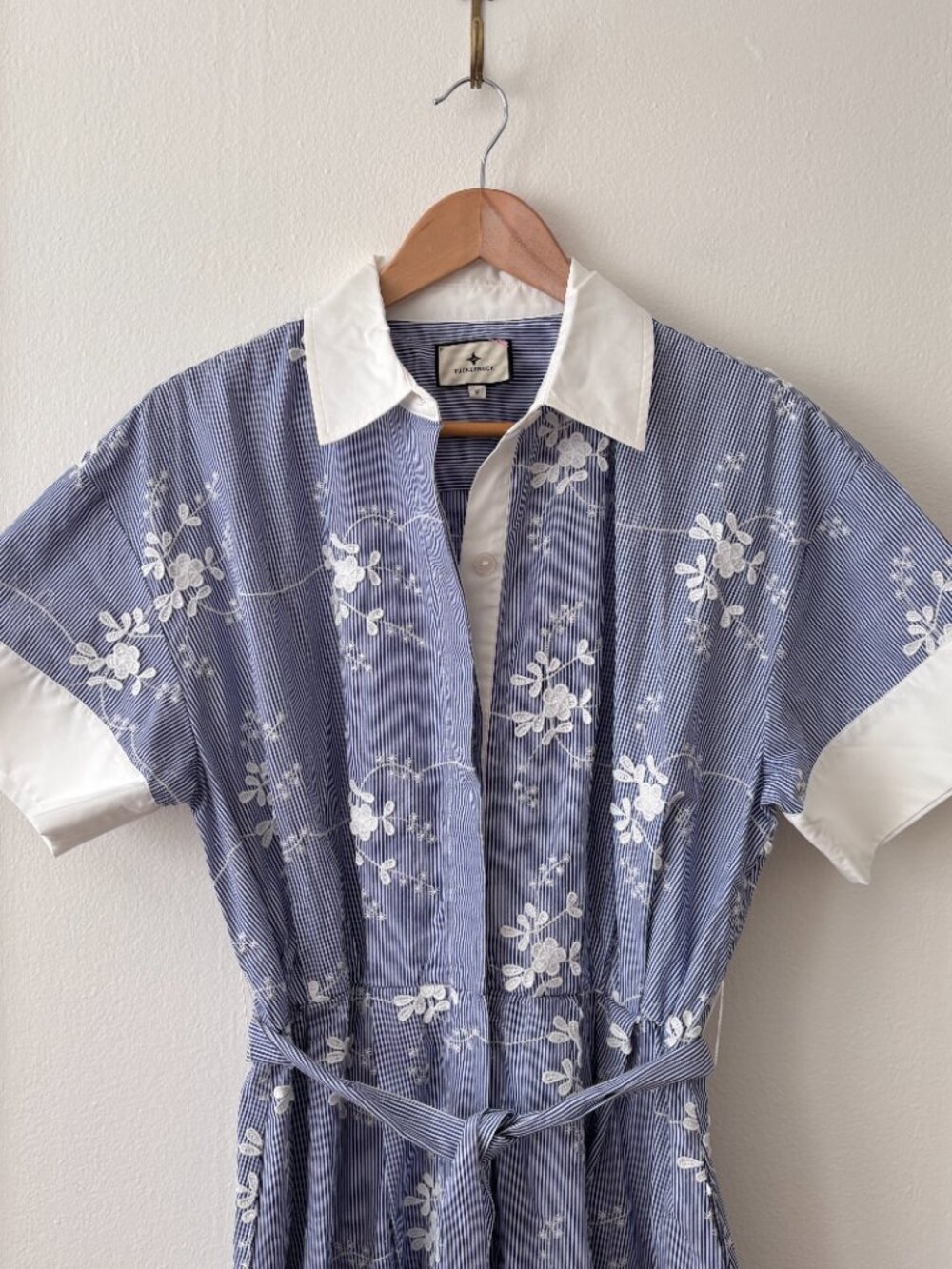 Tuckernuck Kate Embroidered Dress in Blue Striped - Picture 3 of 7